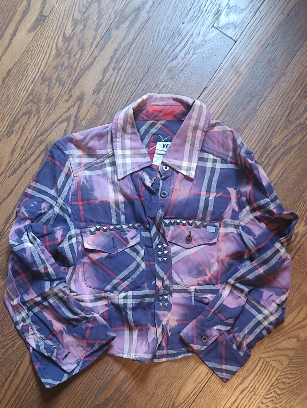 Cropped Distressed Plaid